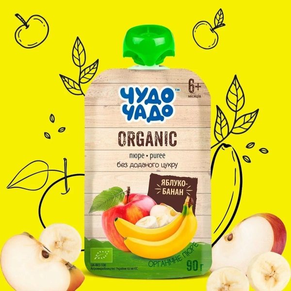 ЧУДО-ЧАДО Пюре органическое яблоко-банан 90гр